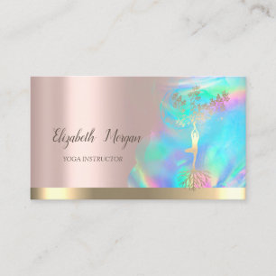Elegante Tree Girl Silhouette Holographic Rose Gol Visitenkarte
