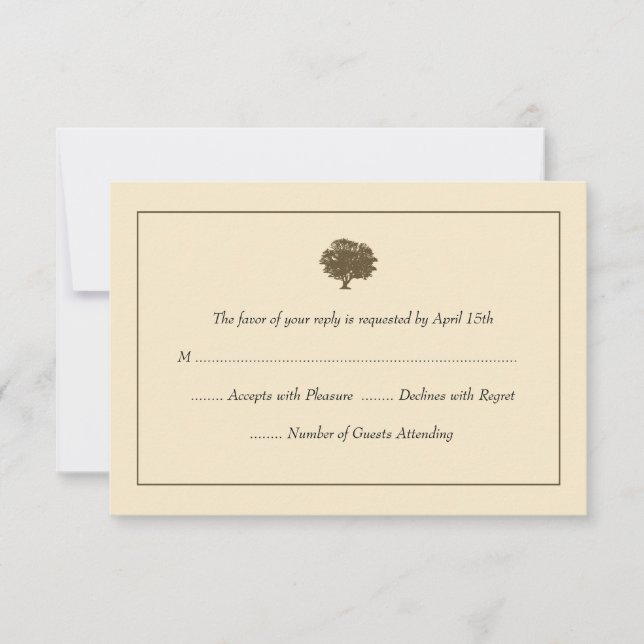 Elegante Tree Wedding RSVP Cards Karte (Vorderseite)