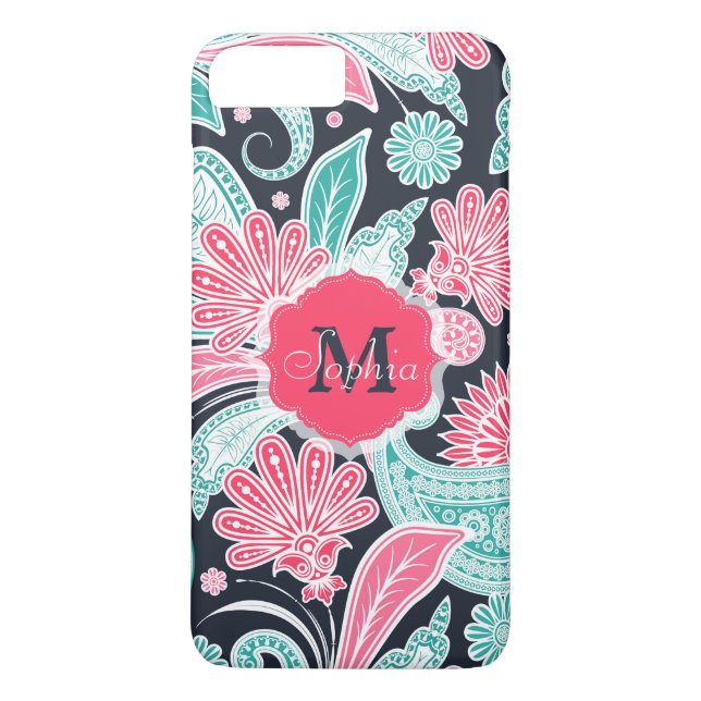 Elegante trendige Paisley-Blumenmuster-Abbildung Case-Mate iPhone Hülle (Rückseite)