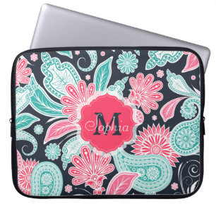 Elegante trendige Paisley-Blumenmuster-Abbildung Laptopschutzhülle