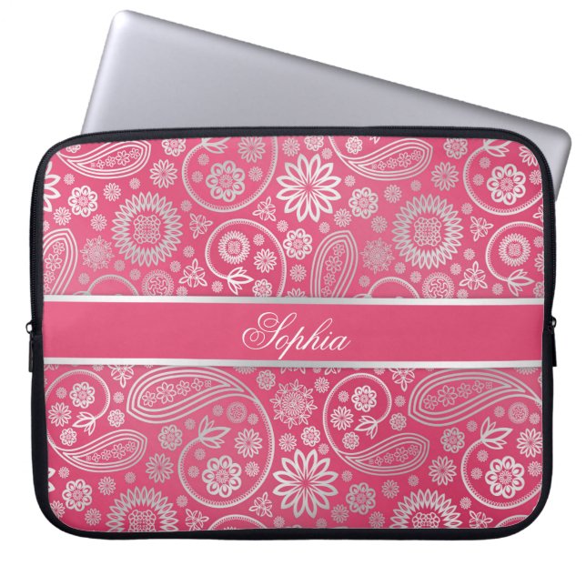 Elegante trendige Paisley-Blumenmuster-Abbildung Laptopschutzhülle (Vorderseite)