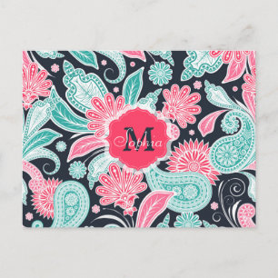 Elegante trendige Paisley-Blumenmuster-Illustratio Postkarte