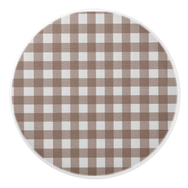 Elegante trendige rustikale tartan kariert braun u keramikknauf (Vorderseite)
