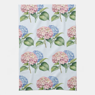 Elegante trendige Wasserfarbe Hortensie Blumen Geschirrtuch