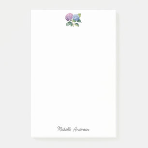 Elegante trendige Wasserfarbe Hortensien-Blumen Post-it Klebezettel