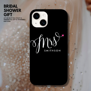 Elegante Trendy Black and White Calligraphy Bride Case-Mate iPhone 14 Hülle