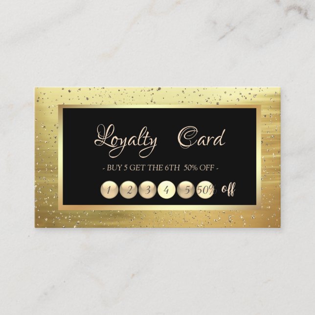 Elegante Trendy Gold Confetti Frame Loyalty Card Treuekarte (Vorderseite)