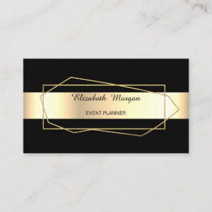 Elegante trendy Gold Geometric, Rahmen, Schwarz Visitenkarte