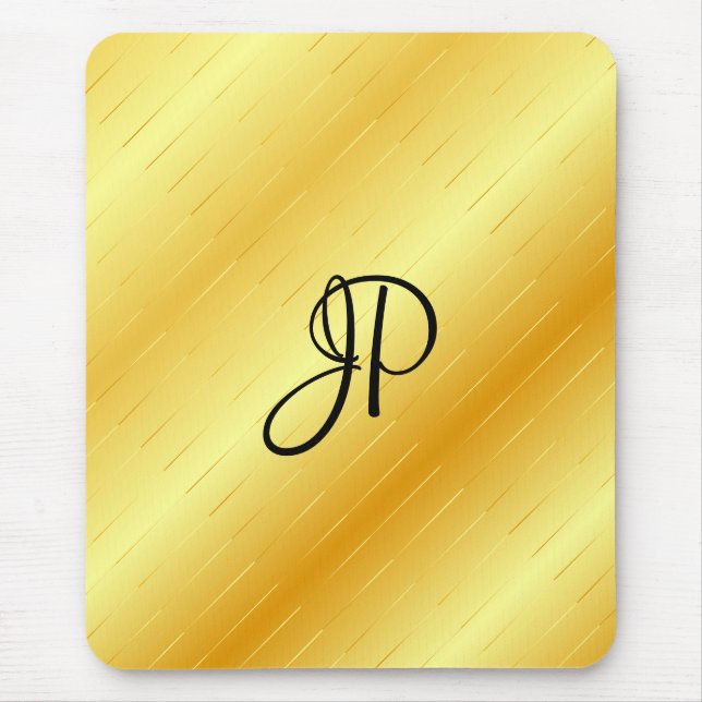 Elegante trendy Imitate Mit Monogramm Goldvorlage Mousepad (Vorne)