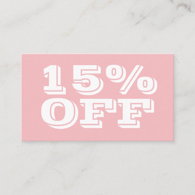 Elegante Trendy Pastel Pink Moderne Discount Card Rabattkarte (Vorderseite)