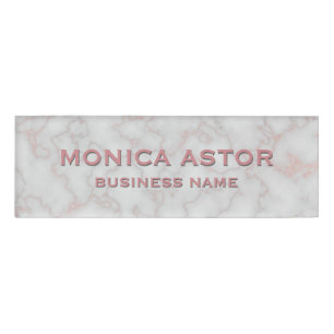 Elegante Trendy Rosen-Goldmarmorierunggewohnheit Namenschild