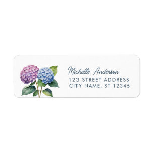 Elegante Trendy Watercolor Hydrangea Rücksendeadre
