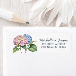 Elegante Trendy Watercolor Hydrangea Rücksendeadre