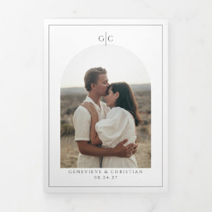 Elegante Tri-Fold Hochzeit Einladung mit Fotos