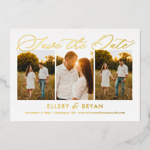Elegante Trio FOIL Wedding Save the Date Card Folieneinladung