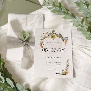 Elegante Trockenblumenzeremonie Save The Date