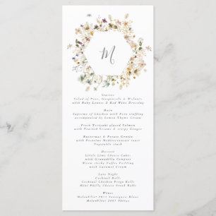 Elegante trockene Wildblume Pampas Floral Wedding Menükarte