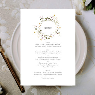 Elegante trockene Wildblume Pampas Floral Wedding Menükarte