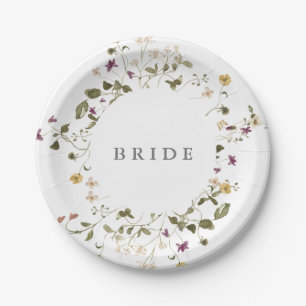 Elegante trockene Wildblume Pampas Floral Wedding Pappteller