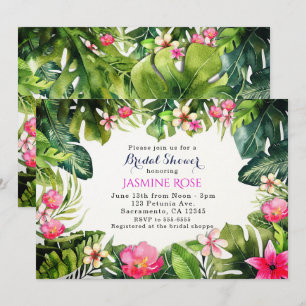 Elegante Tropen Grüne Blätter Floral Wasserfarbe Einladung