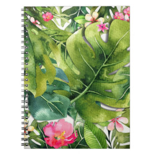 Elegante Tropen Grüne Blätter Florale Wasserfarbe Notizblock