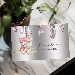 Elegante Tropfen, Mixer Blumen Bäckerei Visitenkarte