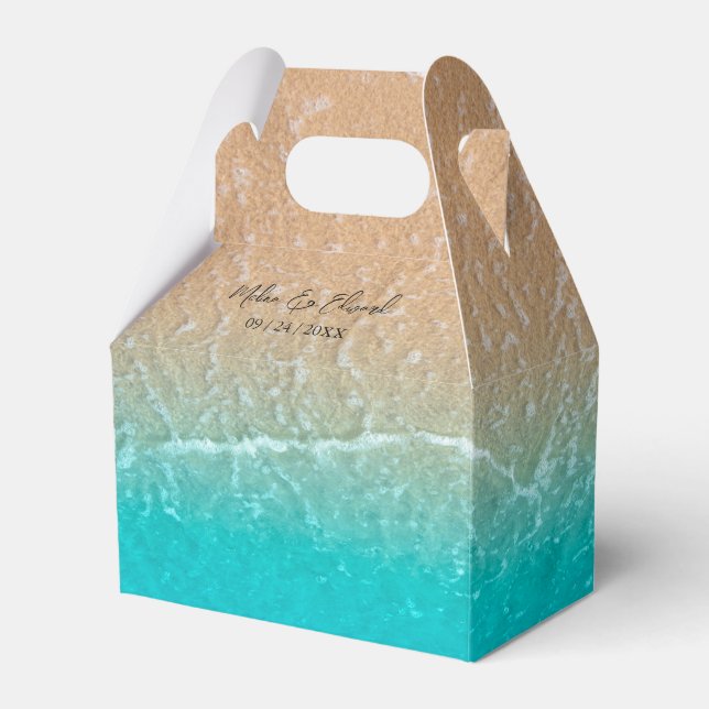 Elegante Tropical Beach Wedding Favor Box Geschenkschachtel (Vorderseite)