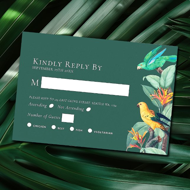 Elegante Tropical Bird Wedding RSVP Enclosure Card Begleitkarte (Von Creator hochgeladen)