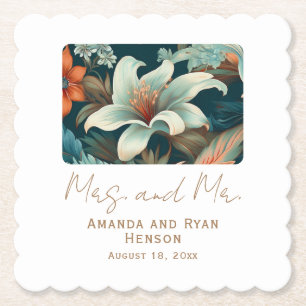 Elegante Tropical Blume Mrs. Floral Wedding Untersetzer