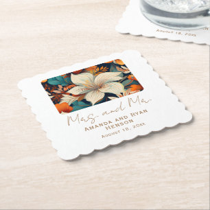 Elegante Tropical Blume Mrs. Floral Wedding Untersetzer