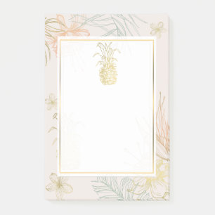 Elegante Tropical Botanical Floral Gold Ananas Post-it Klebezettel