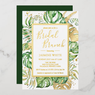 Elegante Tropical Bridal Brunch Dusche Gold Folieneinladung