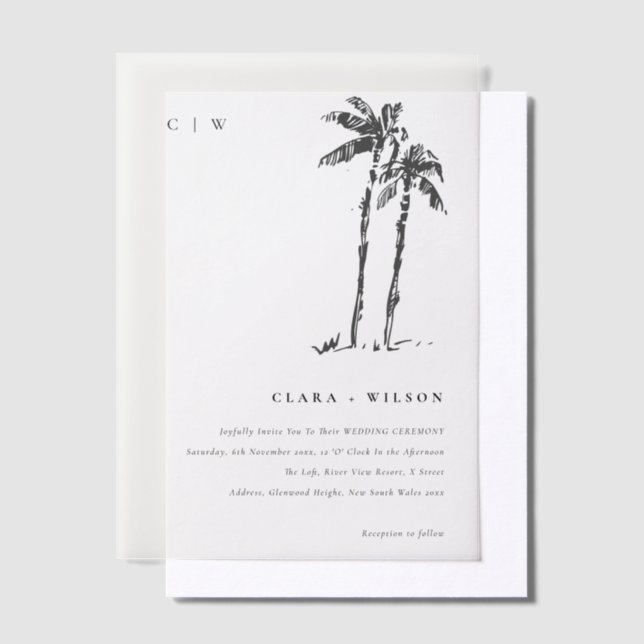 Elegante Tropical Coastal Palm Tree Hochzeit (Versetzt)