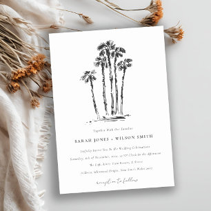 Elegante Tropical Coastal Palm Tree Hochzeit Einladung