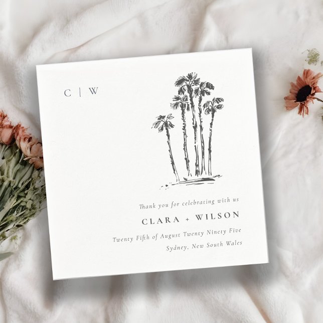 Elegante Tropical Coastal Palm Tree Hochzeit Serviette (Von Creator hochgeladen)