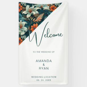 Elegante Tropical Floral Blume Muster Hochzeit Banner