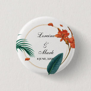 Elegante Tropical Floral Wedding Button