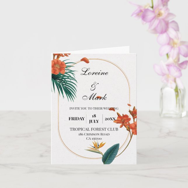 Elegante Tropical Floral Wedding Karte (Orchidee)