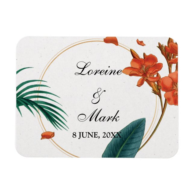 Elegante Tropical Floral Wedding Magnet