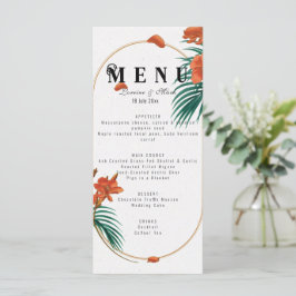 Elegante Tropical Floral Wedding Menükarte