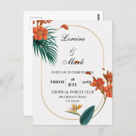 Elegante Tropical Floral Wedding Postkarte