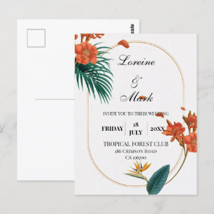 Elegante Tropical Floral Wedding Postkarte