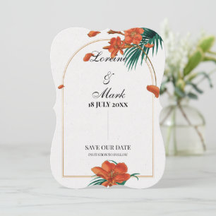 Elegante Tropical Floral Wedding Save The Date