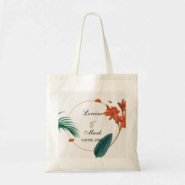 Elegante Tropical Floral Wedding Tragetasche (Vorne)