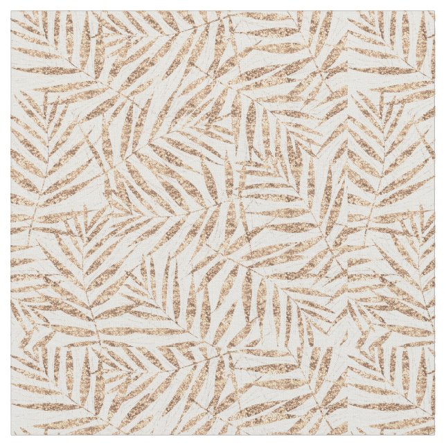 Elegante Tropical Gold Palm Blätter Stoff (Nahaufnahme)