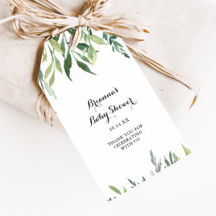 Elegante Tropical Green Foliage Babydusche Geschenkanhänger