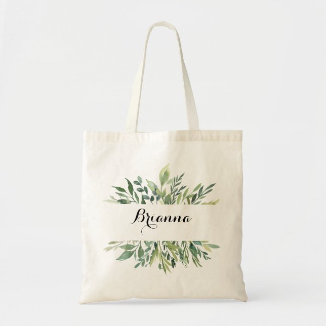 Elegante Tropical Green Foliage Bridesmaid Tote Ba Tragetasche (Vorne)