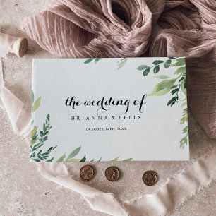 Elegante Tropical Green Foliage Calligraphy Weddin Gästebuch