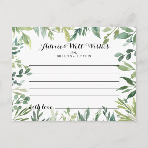Elegante Tropical Green Foliage Wedding Advice Car Postkarte