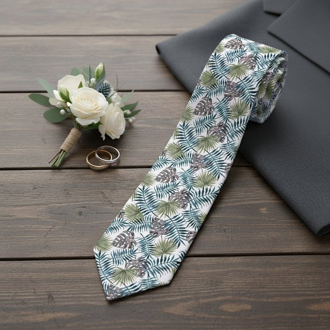 Elegante Tropical Green Palm Tree Blätter Sommer-A Krawatte (Von Creator hochgeladen)